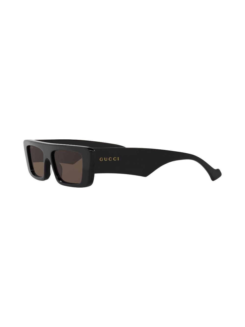 Shop Gucci Logo-print Rectangle-shape Sunglasses In Schwarz