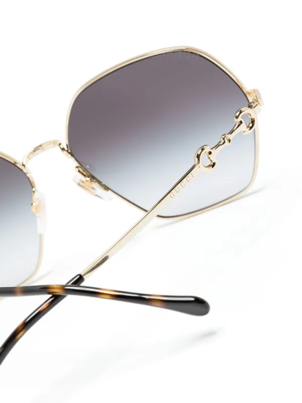 GUCCI ゴールドフレーム スクエアサングラス Gucci Eyewear スクエアフレーム サングラス | ゴールドトーン