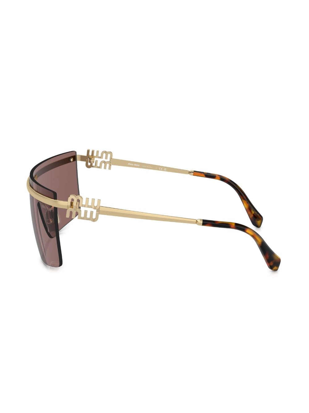 Shop Miu Miu Rimless Tinted Sunglasses In Gold