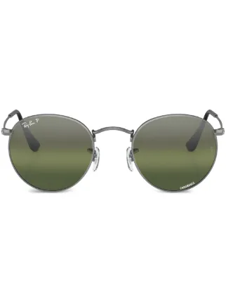 Ray Ban Ronde Ray-Ban Round Metal Chromance round-frame Sunglasses | Grey | FARFETCH