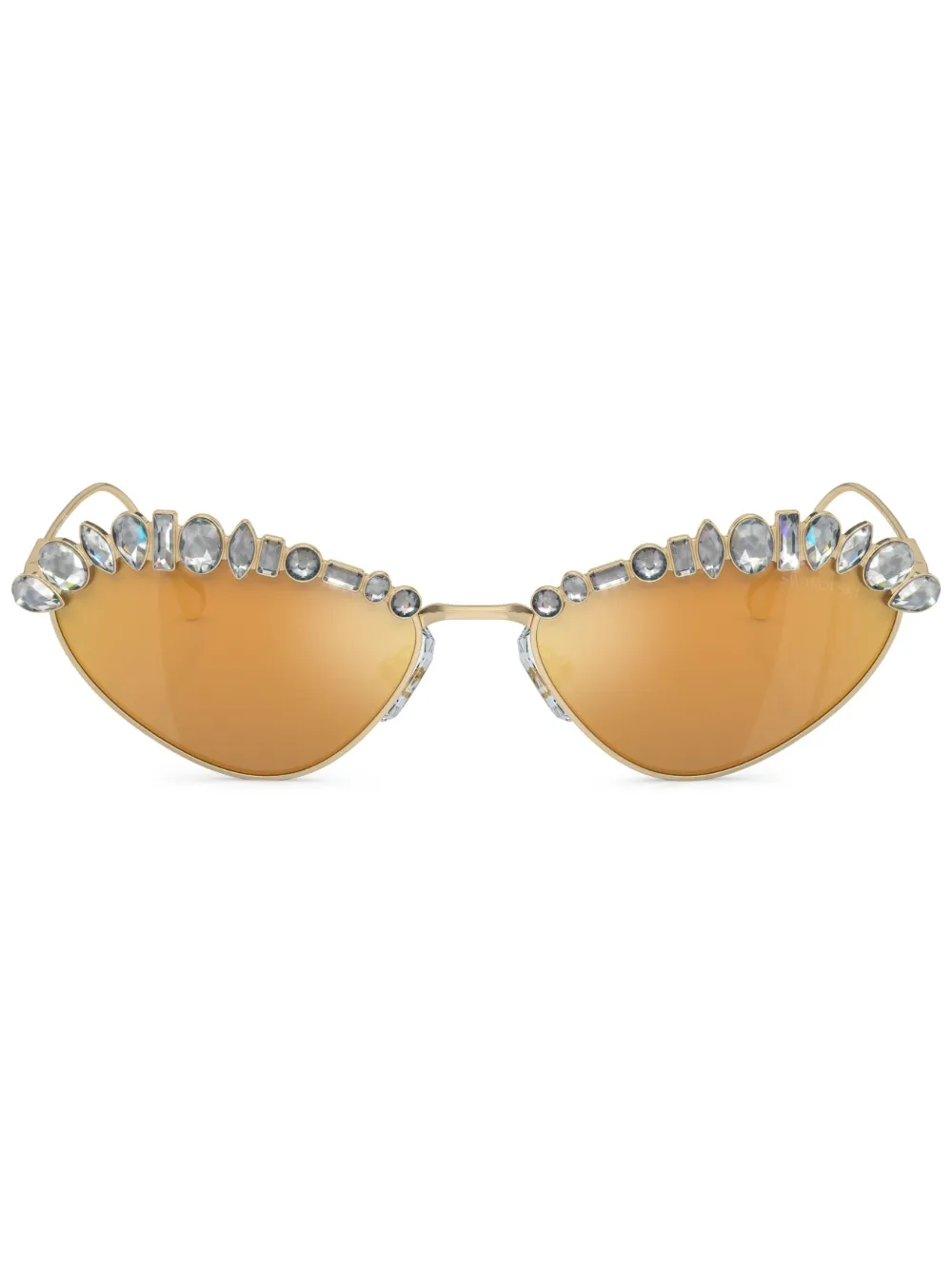 Swarovski Crystal-embellished Cat-eye Frame Sunglasses In Gold