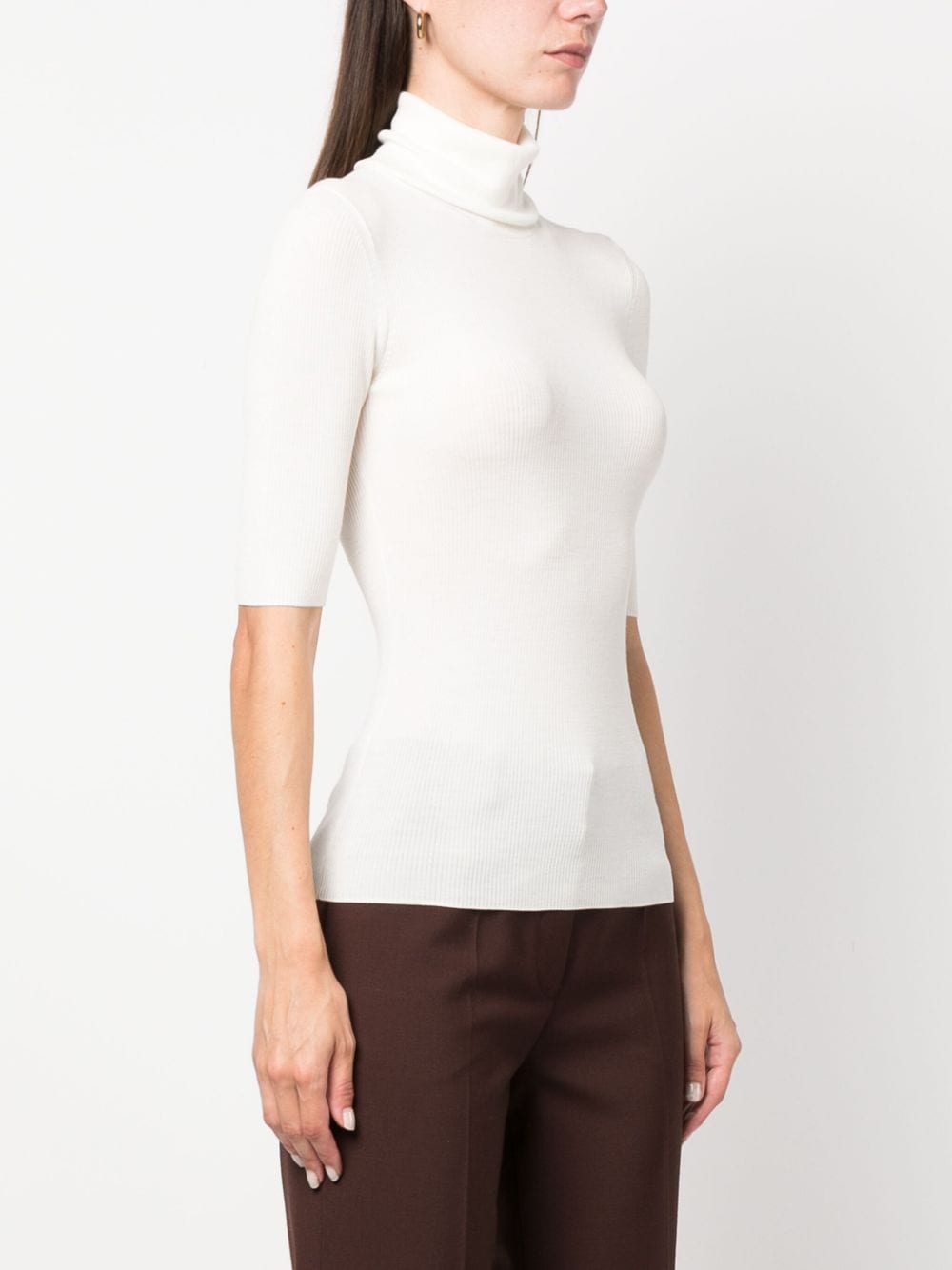 Shop Theory Roll-neck Ribbed Jumper In Neutrals