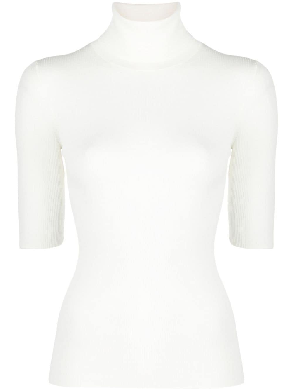 Shop Theory Roll-neck Ribbed Jumper In Neutrals