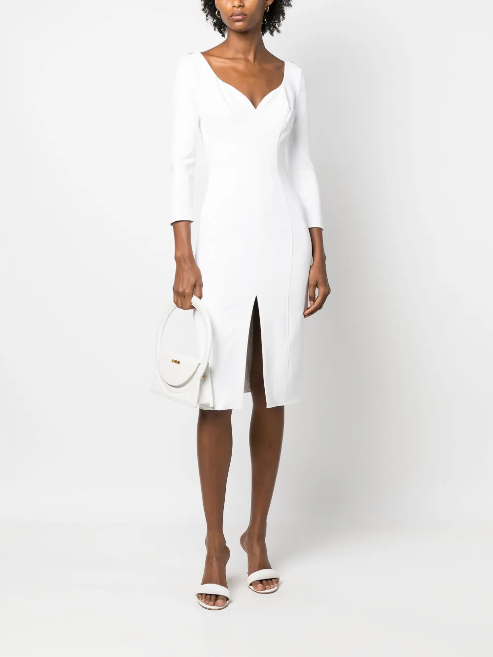 Elisabetta Franchi Midi-jurk met V-hals - Wit