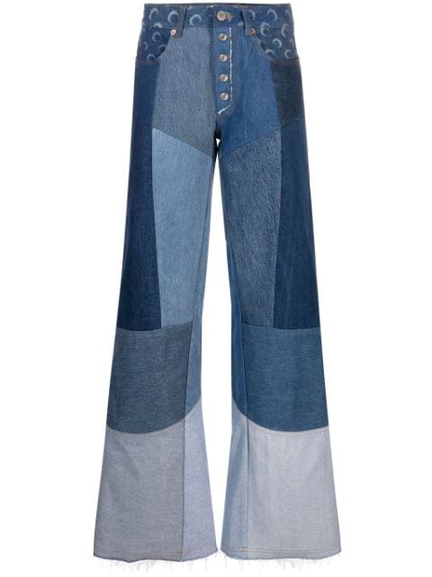 Marine Serre Regenerated patchwork flared jeans