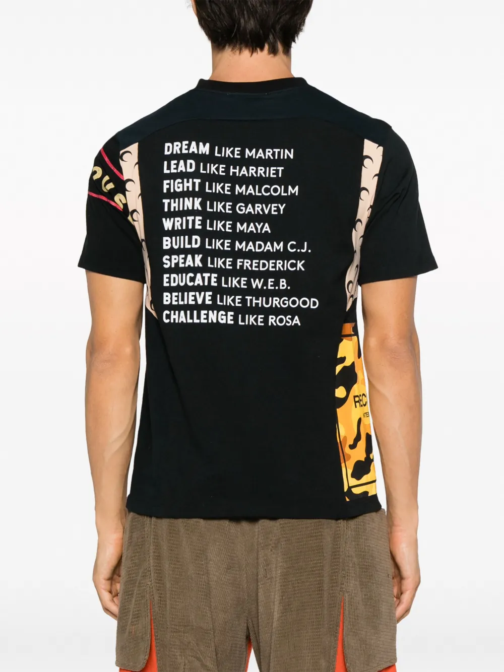 Marine Serre Regenerated T-shirt met patchwork Zwart