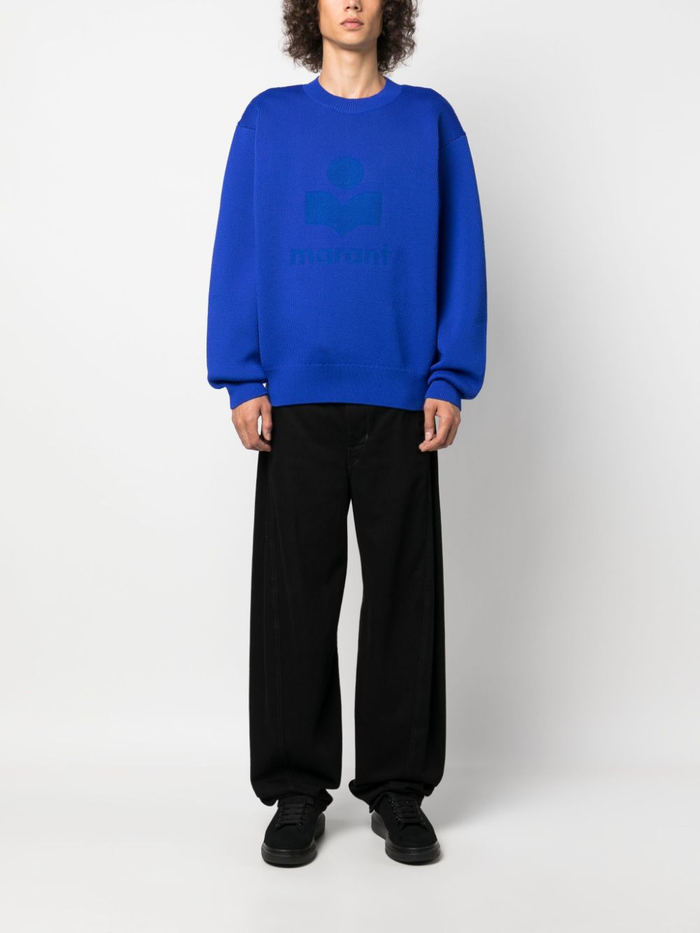Shop Marant Logo-jacquard Fine-knit Sweatshirt In Blue