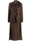 ZIMMERMANN Billow pleat-detail silk midi dress - Brown