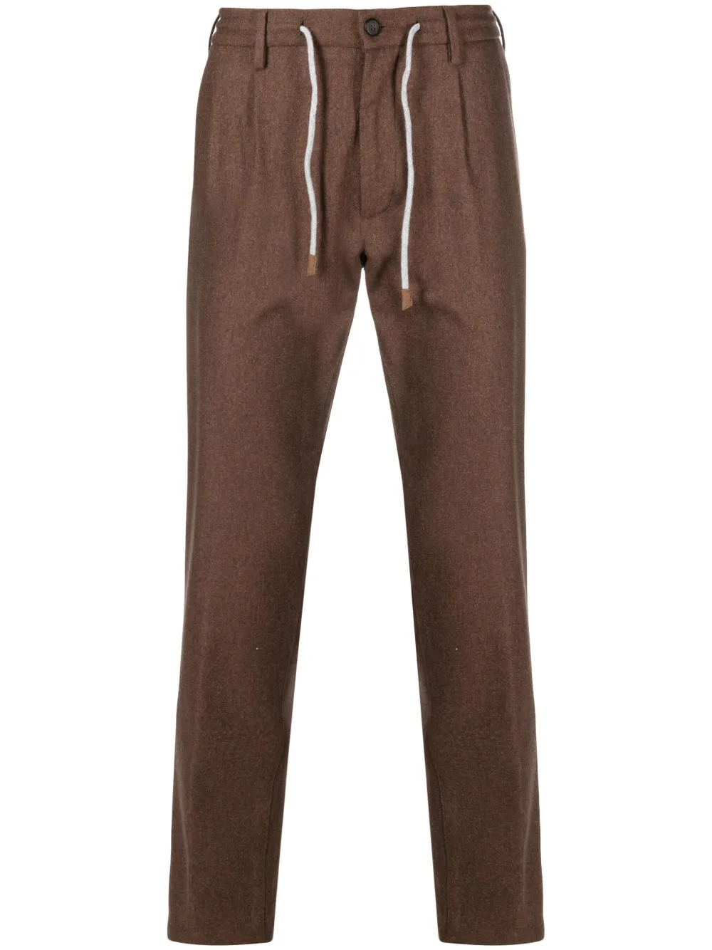 Eleventy Drawstring Straight-leg Trousers In Brown