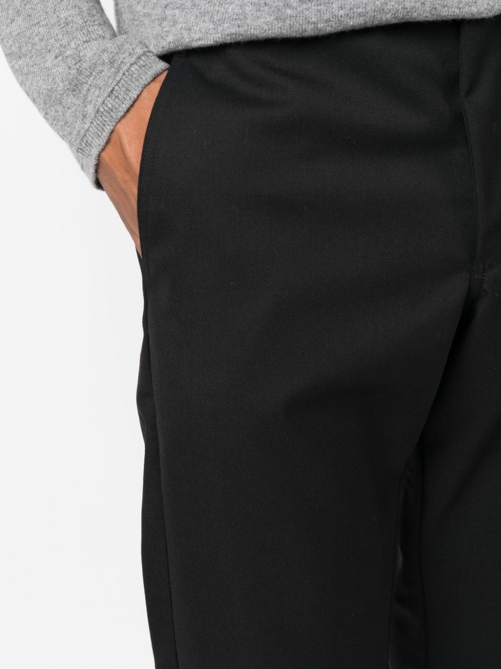Shop Comme Des Garçons Shirt Mid-rise Tapered Wool Trousers In Black
