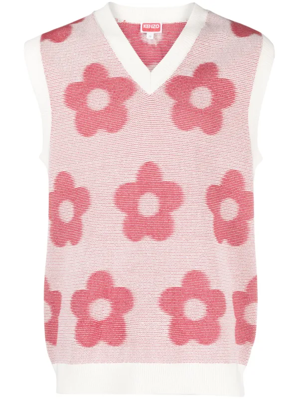 Kenzo Boke Flower V neck Cotton Vest Farfetch