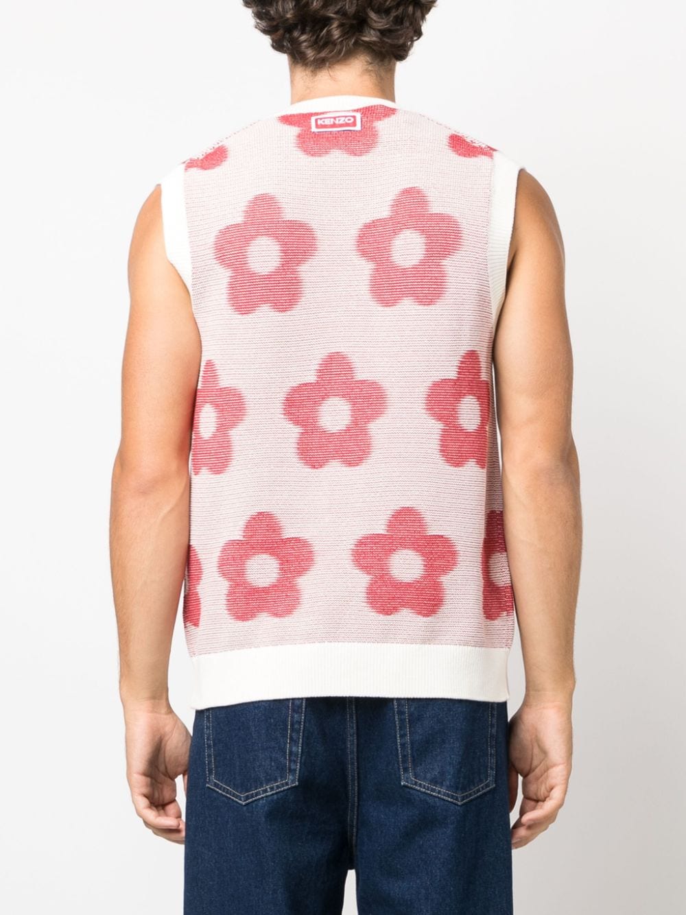 Shop Kenzo Boke Flower V-neck Cotton Vest In Rot