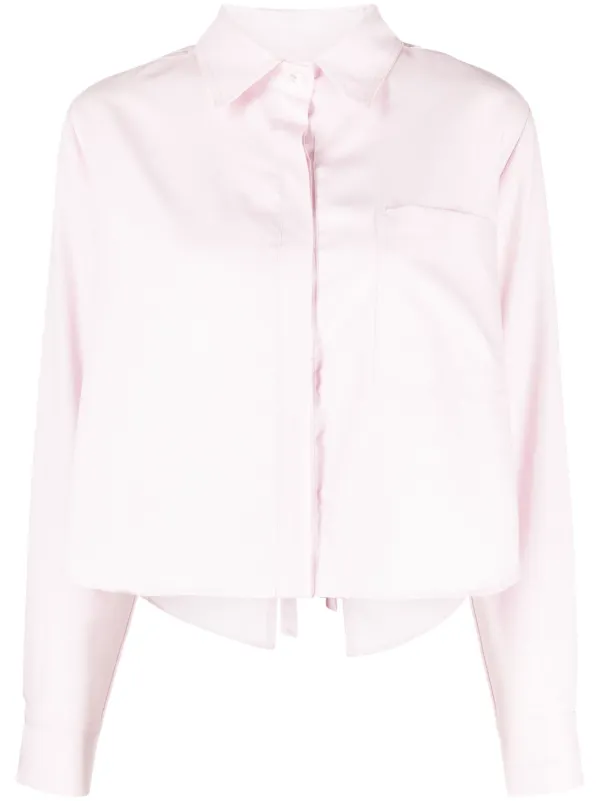 pink open back shirt