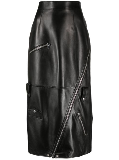 Alexander McQueen high-waisted polished-finish skirt Women