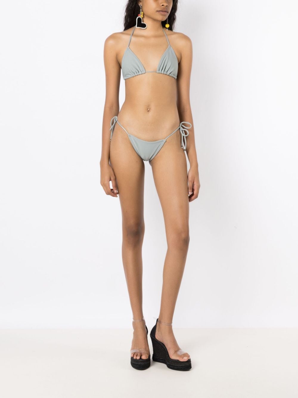 Shop Amir Slama Halterneck Triangle Bikini In Grey