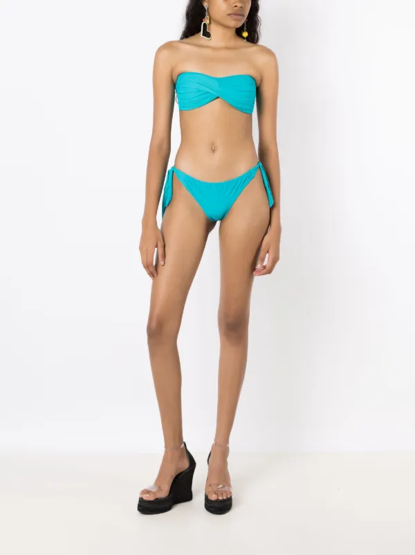 Amir Slama twisted-bandeau Bikini Blue FARFETCH VN