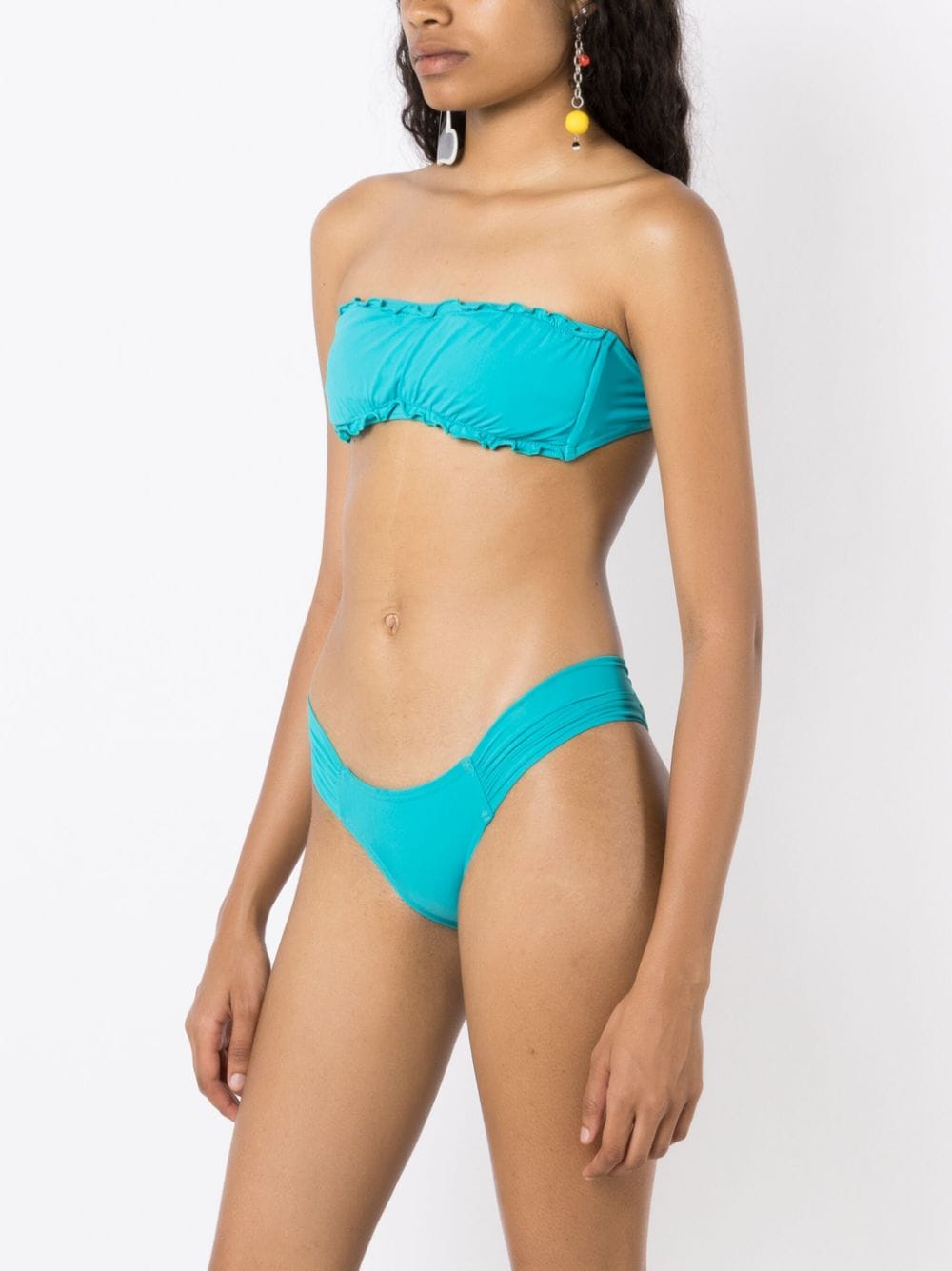 Shop Amir Slama Ruffled-trim Bandeau Bikini Top In Blue