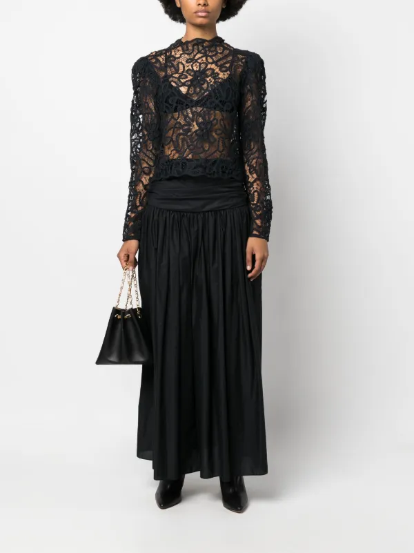 Tシャツ・カットソー Isabel Marant Long-Sleeved Lace Top ISABEL MARANT Neline Lace long-sleeve Top | Black | FARFETCH