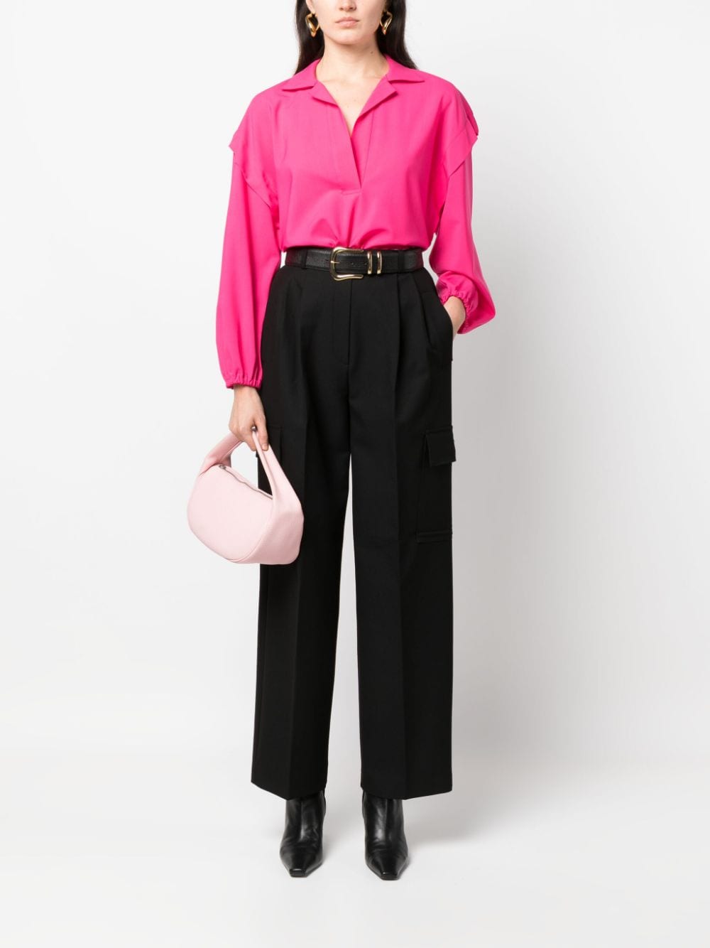 Alysi notched-collar drop-shoulder blouse - Roze