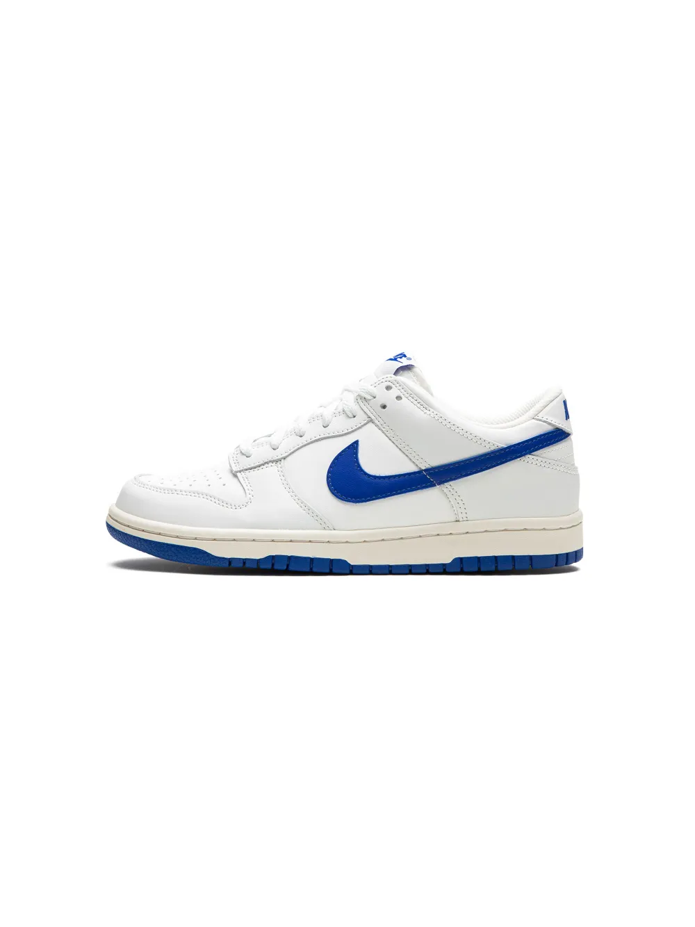 white nike trainers with blue tick