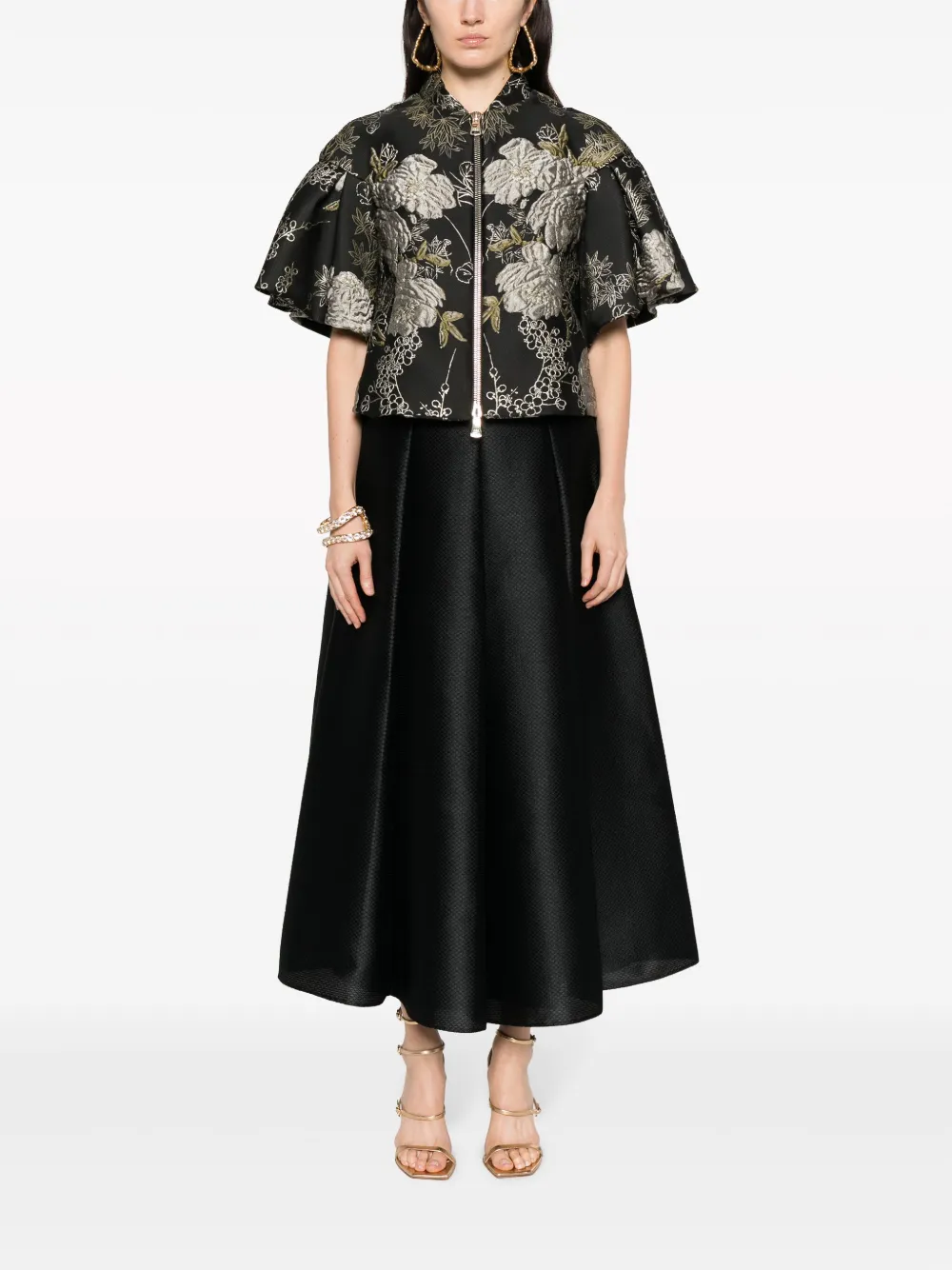 Gemy Maalouf Maxi-plooirok met jacquard - Zwart