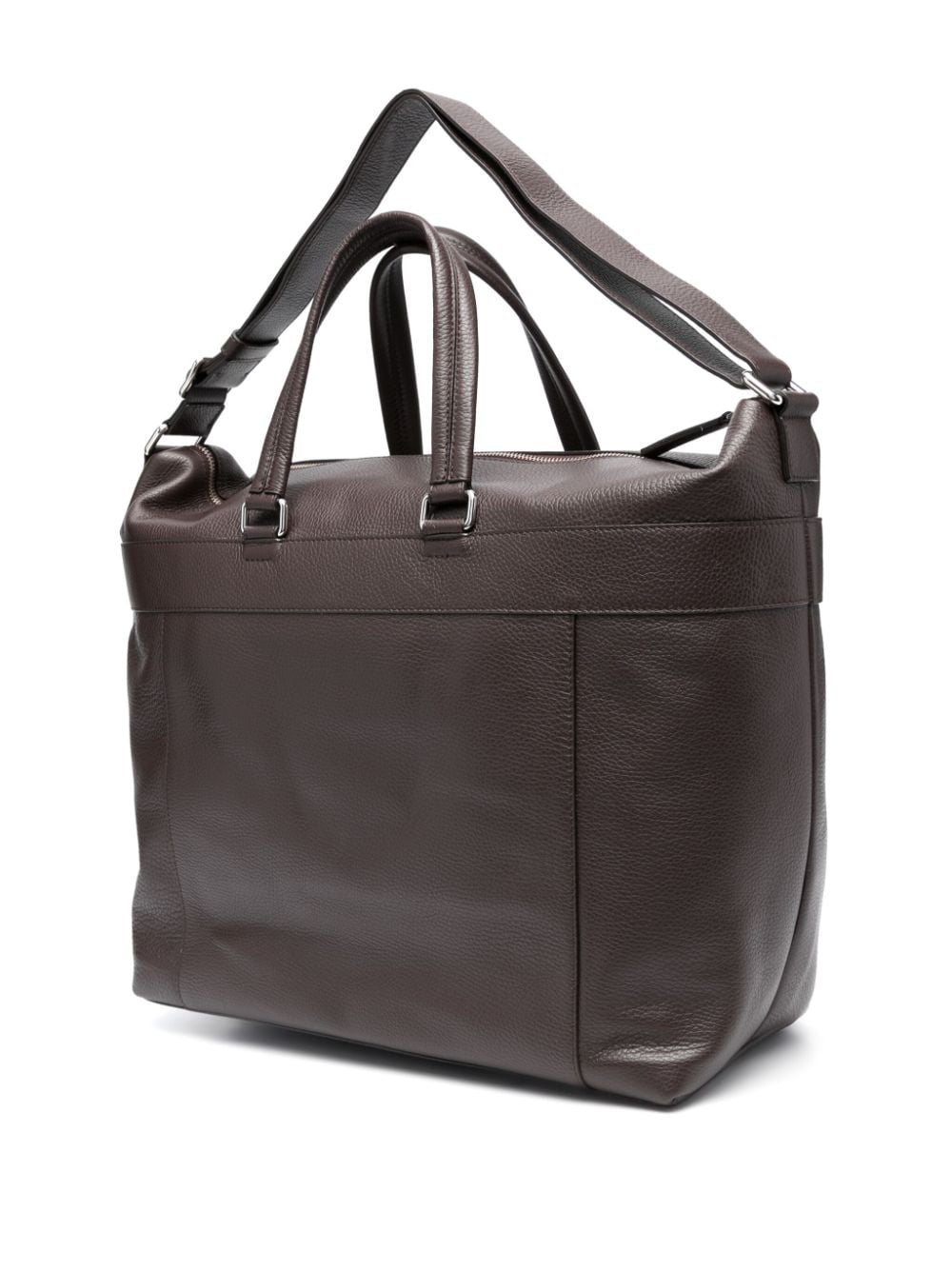 Shop Orciani Logo-lettering Leather Tote Bag In Brown