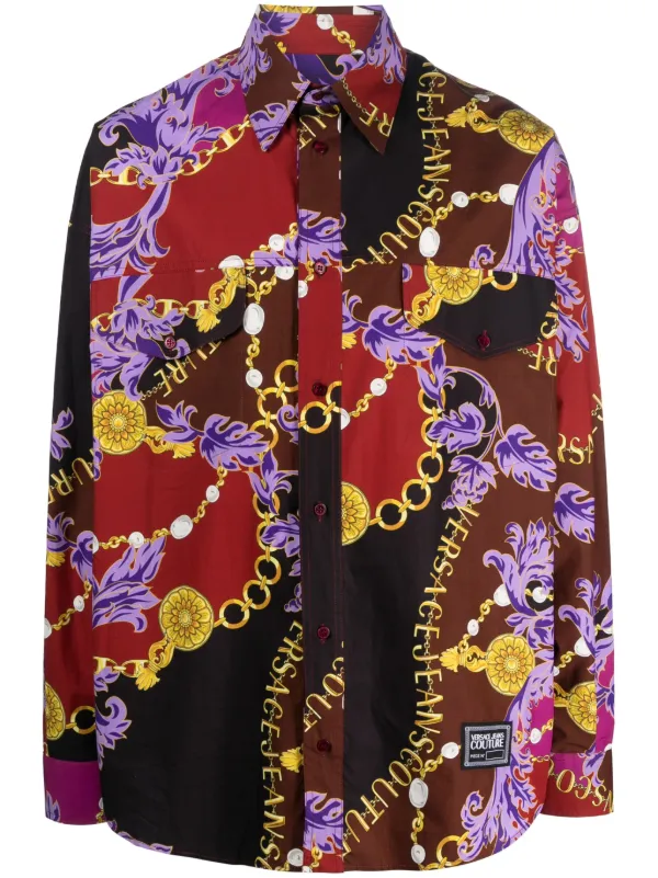 Versace Jeans Couture Chemise En Coton à Logo Imprimé Chain