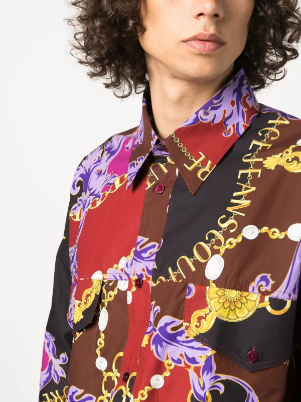 シャツ VERSACE UCN600_16QM_F0311 PRINTED COTTON SHIRT Versace Jeans Couture Cotton Printed Logo White T-Shirt 3XL