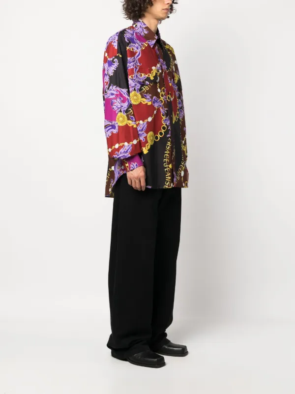【送料&関税込】Versace Printed Crepe Shirt Dress 2001 Gianni Versace Couture Printed Silk Chiffon Dress