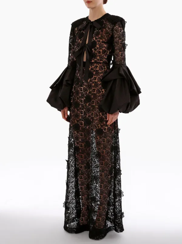 jayma midi dress Huishan Zhang Jayma Gown Black Lace
