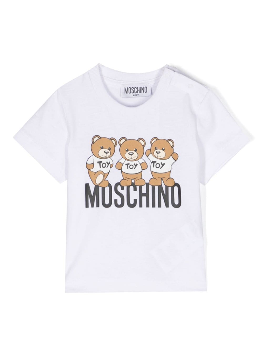 Moschino Babies' Teddy Bear-print Cotton T-shirt In White