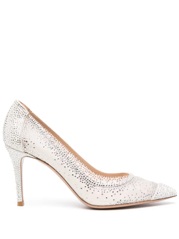 Gianvito Rossi Rania 85mm Rhinestone Pumps White FARFETCH AU