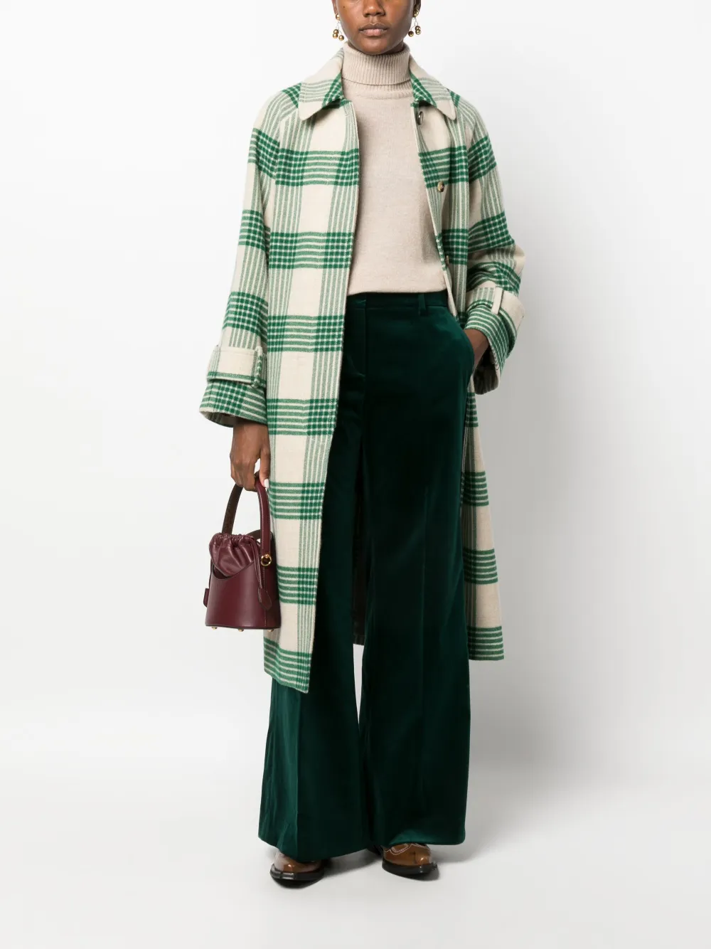 Alberto Biani velour flared trousers - Groen