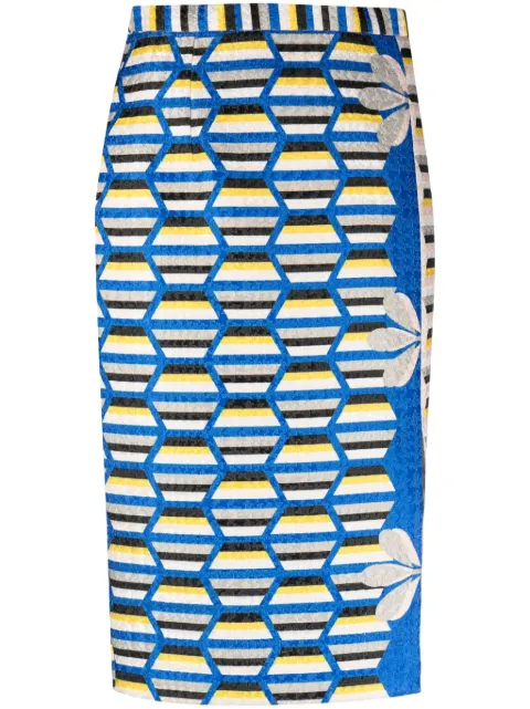 Gemy Maalouf geometric-pattern high-waist midi skirt