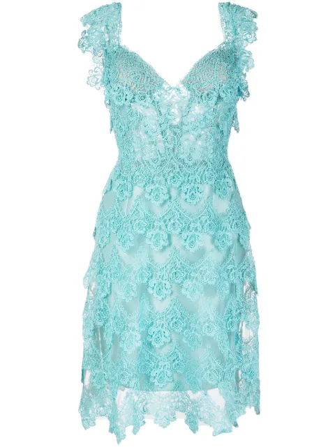 Gemy Maalouf guipure lace panel semi-sheer midi dress