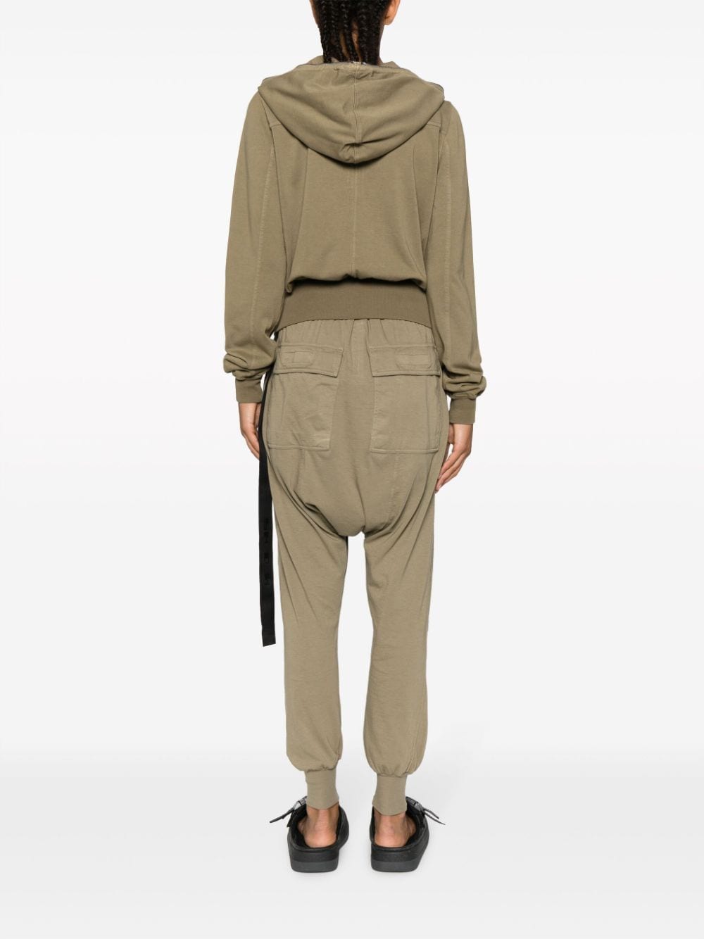 Shop Rick Owens Cropped Organic Cotton Hoodie In Green