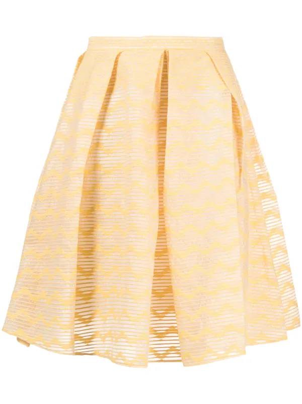 Yellow sheer pleated skirt top