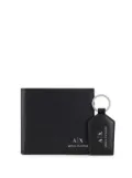 Armani Exchange logo-stamp wallet & keyring set - Black