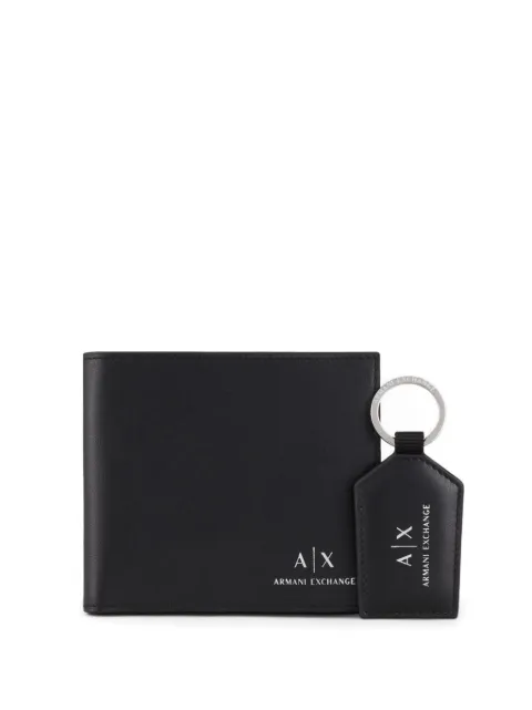 Armani Exchange logo-stamp wallet & keyring set Men