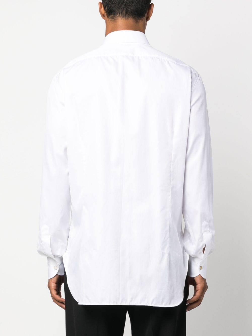 Shop Kiton Pointed-collar Cotton Shirt In White