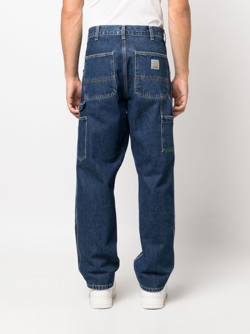 Shop Carhartt Nash Dklow-rise Panelled Jeans In Blue