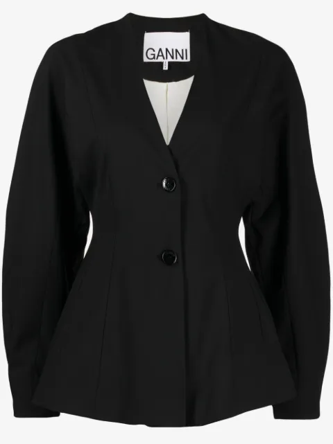 GANNI Blazer gola V com abotoamento
