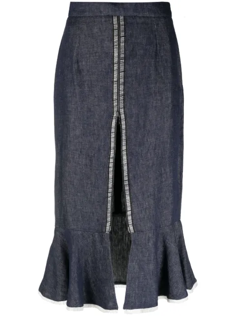 Gemy Maalouf zipped-slit godet midi skirt