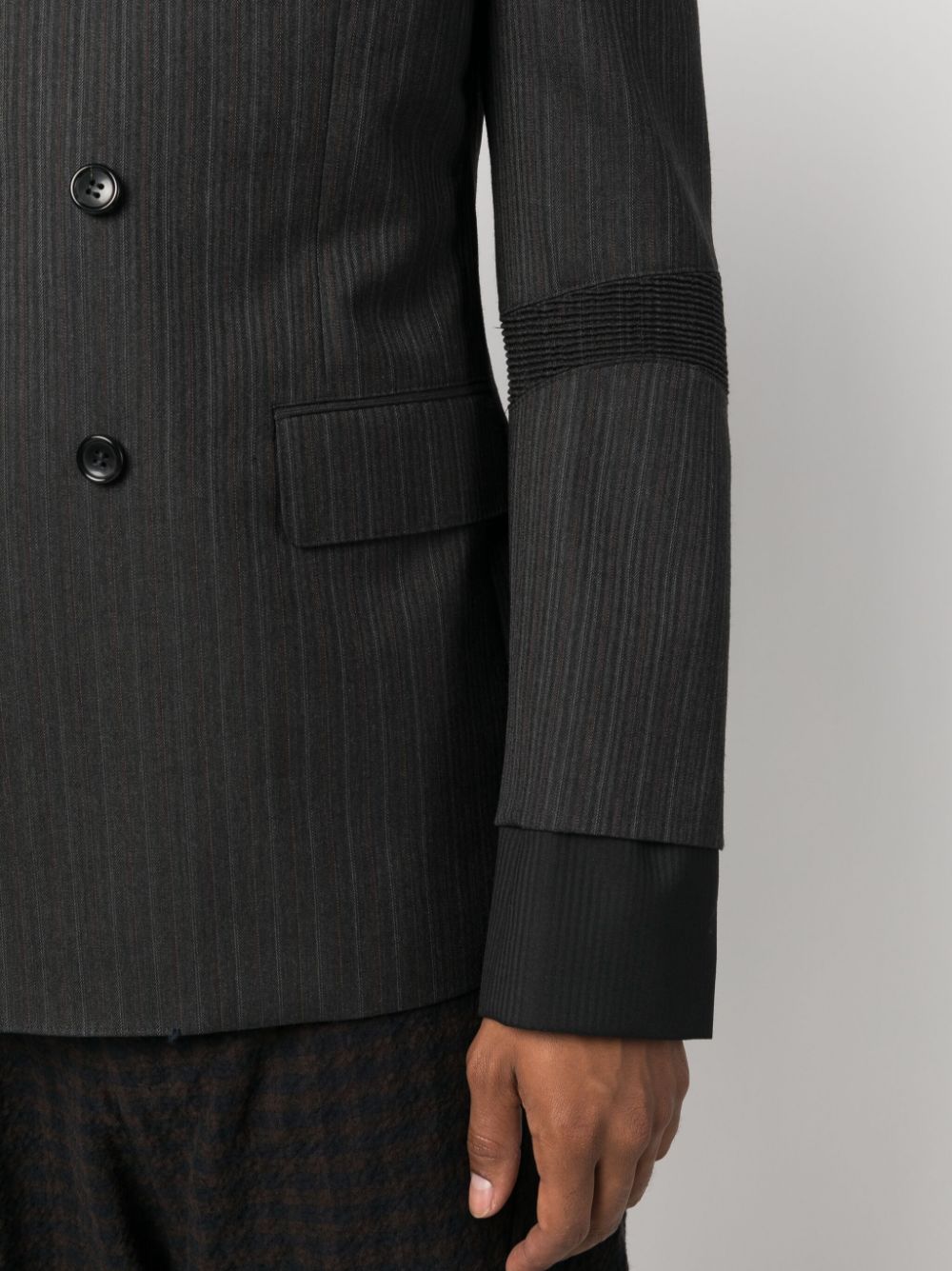 Shop Junya Watanabe Double-breasted Wool Blazer In Grey