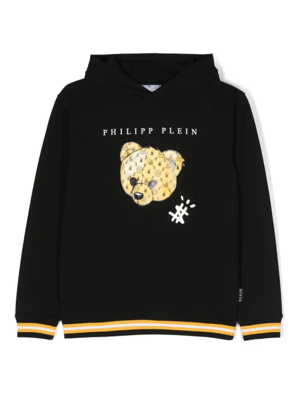 Philipp Plein Junior logo print stripe print Hoodie Farfetch