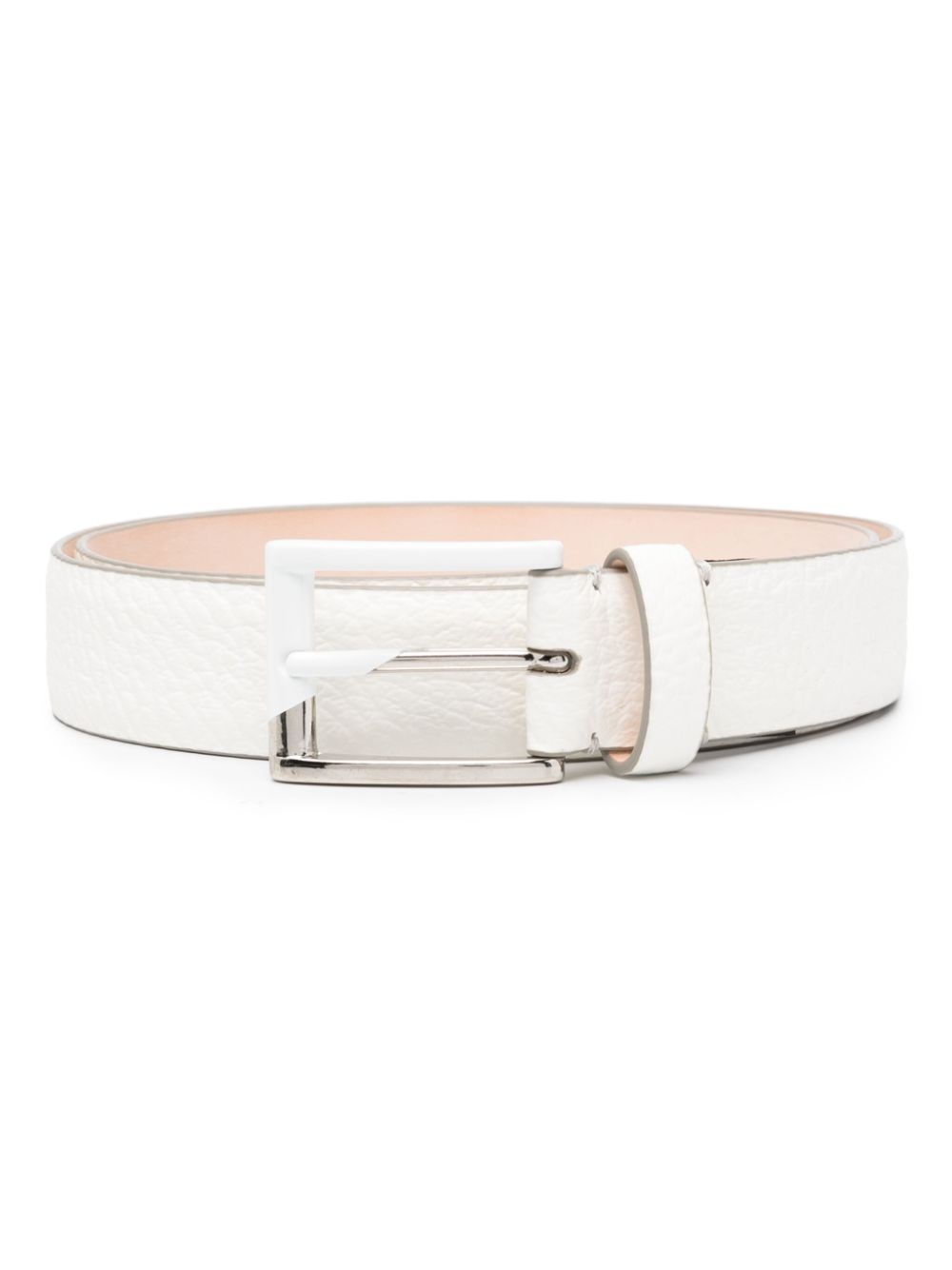 Maison Margiela Grained-texture Leather Belt In White