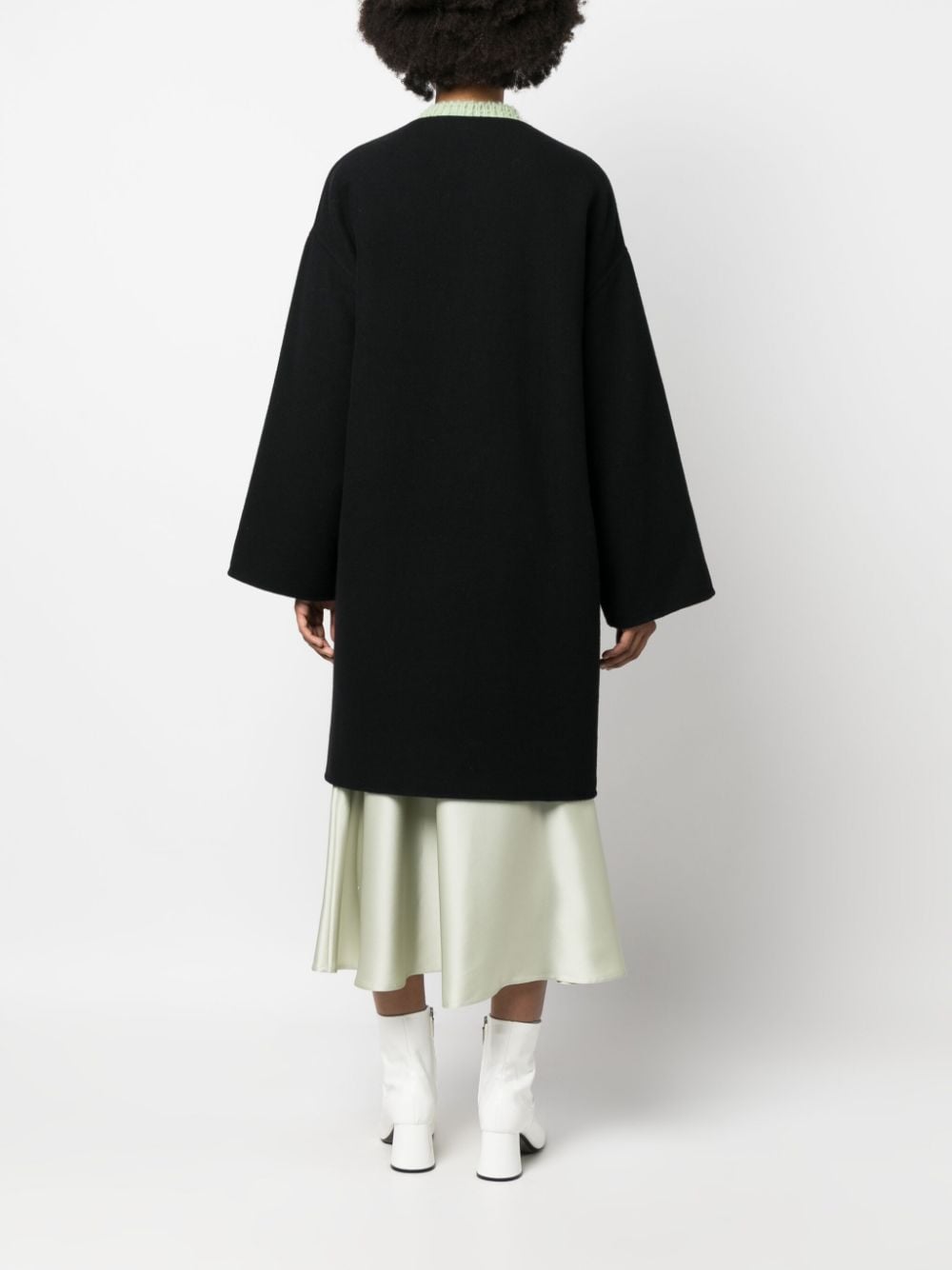 Shop The Row Wide-sleeve Silk Coat In Black