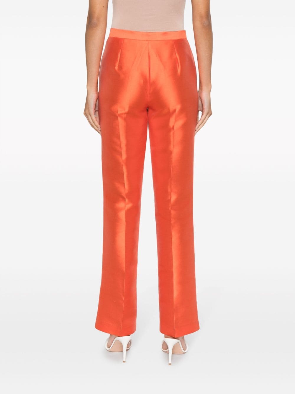 Shop Gemy Maalouf Satin Straight-leg Trousers In Orange