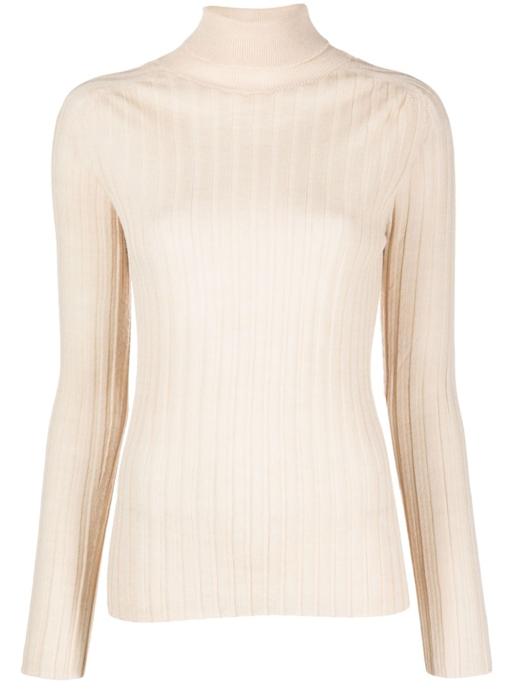 Shop Alysi Roll-neck Ribbed-knit Jumper In Neutrals