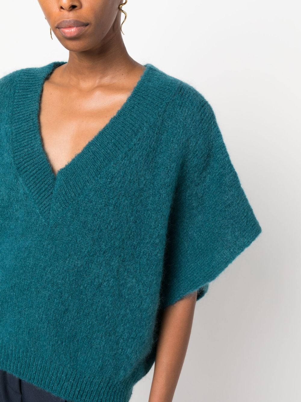 Shop Alysi Brushed Mohair-blend Knitted T-shirt In Blue